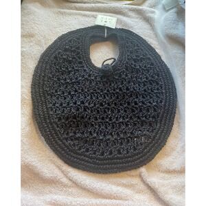 Sol and Mer Black Straw Circle Handbag Woven‎ Crochet Summer Beach Tote NEW